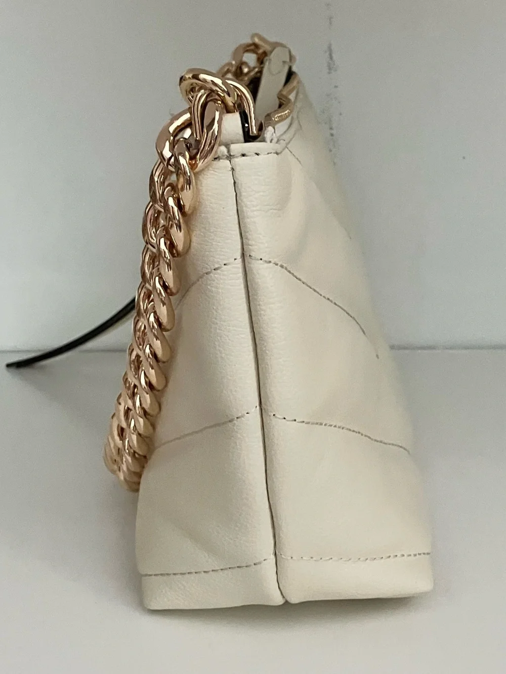 NWT Rebecca Minkoff Edie Cream Leather Crossbody with Gold Chain Strap